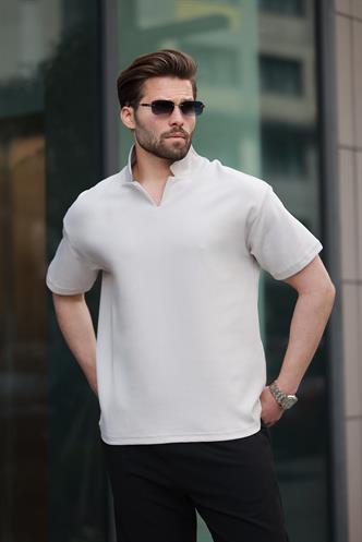 Taş Rengi  Polo Yaka Erkek Basic T-shirt E7145