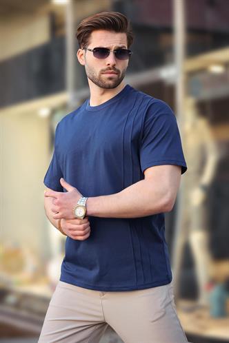 Madmext Lacivert OverFit Erkek T-shirt E7130