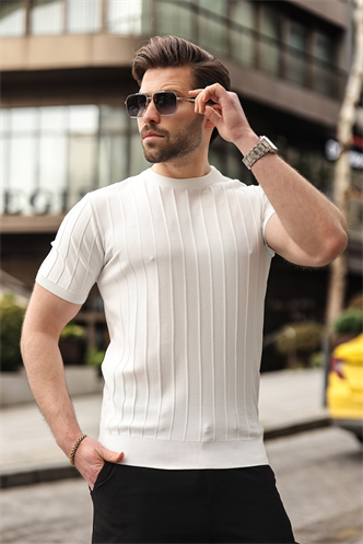 Madmext Men White T-Shirt 5684
