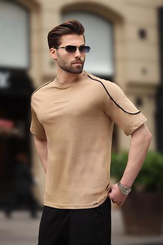 Kapuçino Bisiklet Yaka Basic Tişört E7132