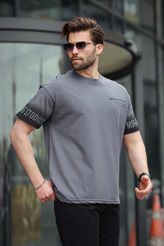 Füme %100 Pamuklu Baskılı Erkek Tişört E7143