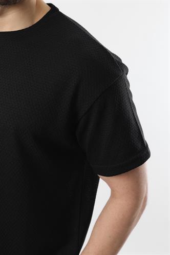 Siyah Bisiklet Yaka Erkek T-shirt E7128