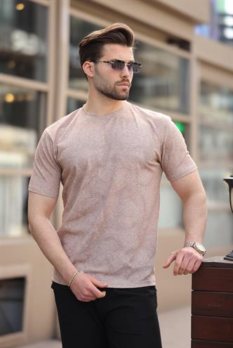 Kahverengi Basic Erkek T-shirt E7131