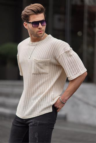 Ekru Oversize Erkek Tişört 6180