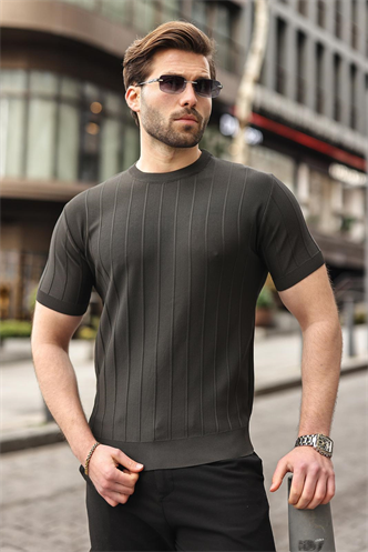 Madmext Erkek Antrasit Triko Tişört 5684