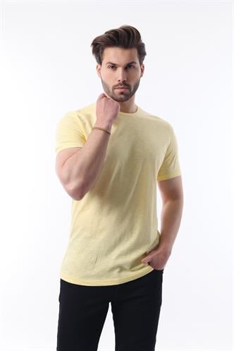 Madmext Erkek Sarı Basic Tişört 5268
