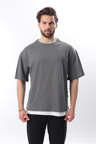 Madmext Oversize Füme Erkek Tişört 4978