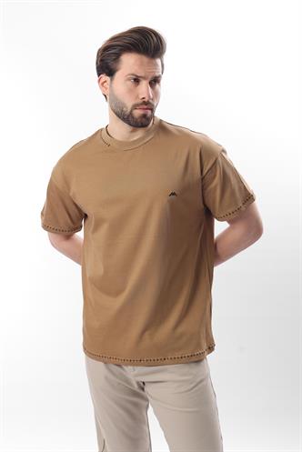 Kapuçino Nakış Detaylı Erkek T-shirt E7112