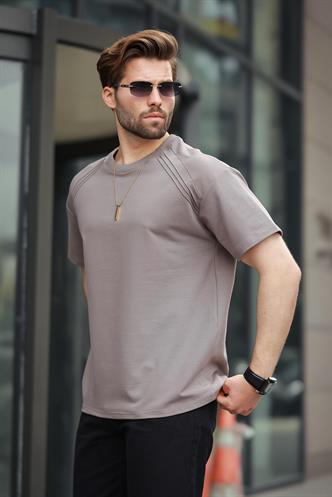 Kahverengi Bisiklet Yaka Basic Erkek T-shirt E7138