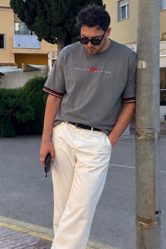 Men Basic Smoke Gray T-Shirt