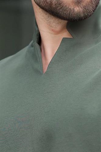 Haki Polo Yaka Erkek Basic T-shirt E7145