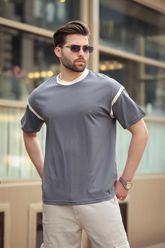 Madmext Füme Bisiklet Yaka Regular Fit Erkek T-shirt E7126