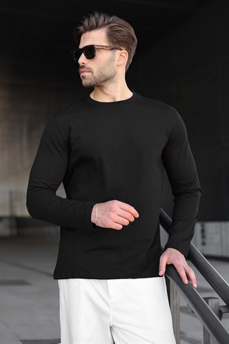 Siyah %100 Pamuklu Slim Fit Erkek Tişört E7187