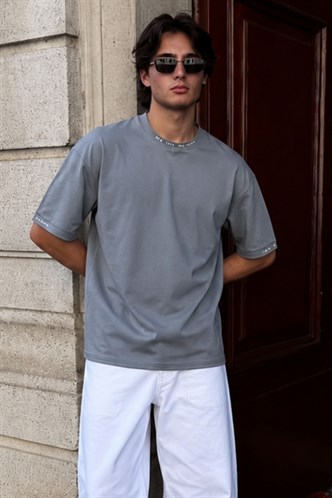 Madmext Men Oversize Smoke Gray T-Shirt 5803