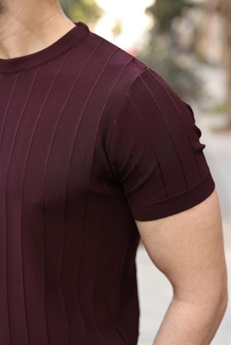 Madmext Erkek Bordo Triko Tişört 5684