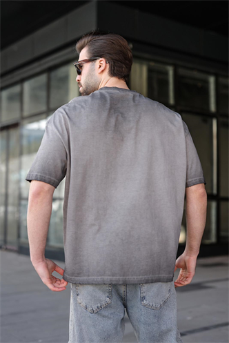 Siyah %100 Pamuklu Bisiklet Yaka Oversize Erkek Tişört E7177