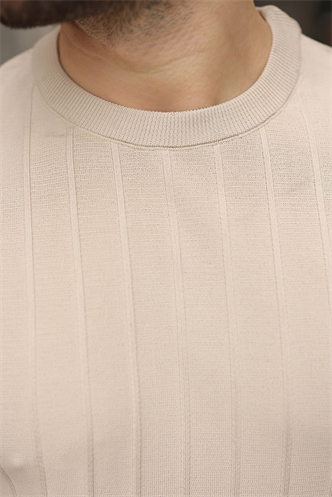 Madmext Men Beige T-Shirt 5684