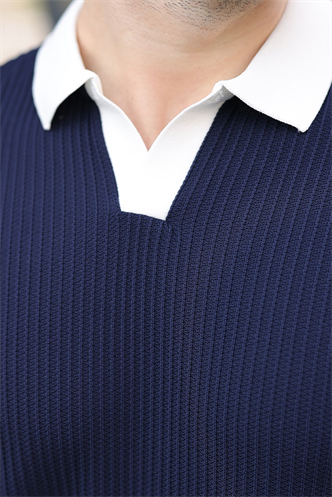 Lacivert Polo Yaka Triko Erkek Tişört E7464