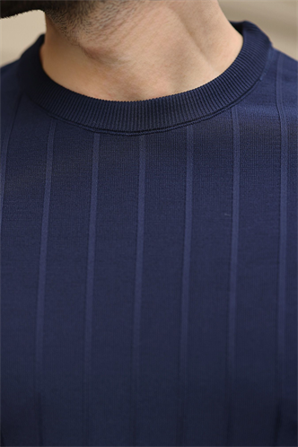 Madmext Men Navy Blue T-Shirt 5684