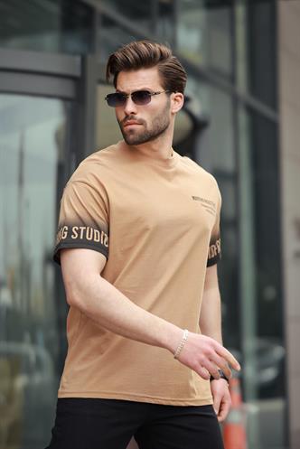 Kapuçino %100 Pamuklu Baskılı Erkek Tişört E7143