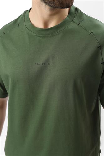Haki Baskılı Nakış Detaylı Erkek T-shirt E7108