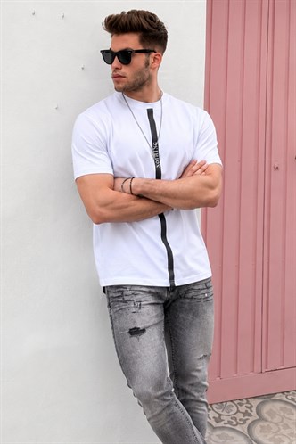 Madmext Men Printed White T-shirt 5378