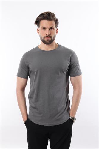 Madmext Men Smoke Gray T-shirt 4951