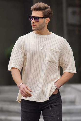 Ekru Oversize Erkek Tişört 6180