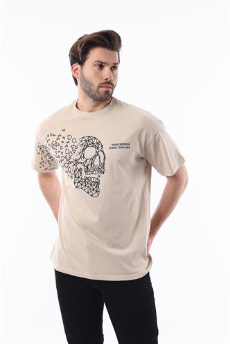 Madmext Bej Erkek Tişört 5251 