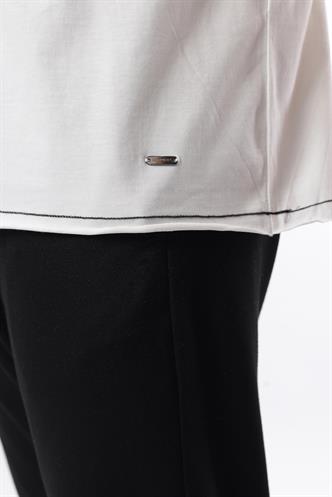  Madmext Ekru Bisiklet Yaka Basic Erkek Tişört E7105