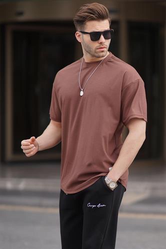 Kahverengi Basic Oversize Erkek Tişört 7012