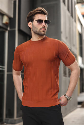 Madmext Erkek Kiremit Triko Tişört 5684