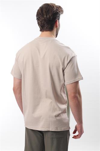 Bej  OverFit Garnili Erkek T-shirt E7104