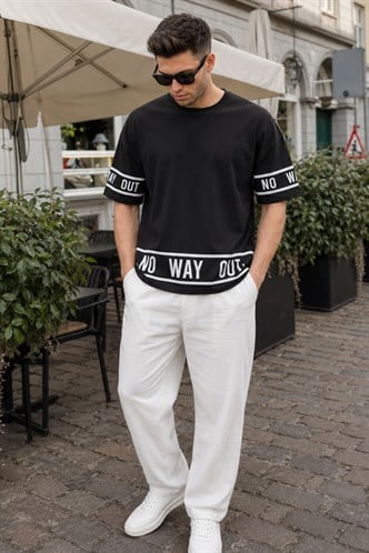 Madmext Black Printed T-shirt for Men 4483