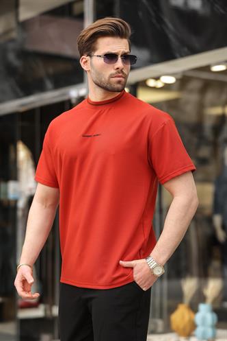 Kiremit Nakış Detaylı Basic Erkek T-shirt E7106