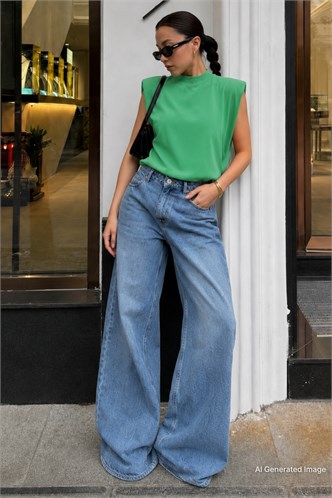 Mad Girls Mint Green Sleeveless T-Shirt MG900