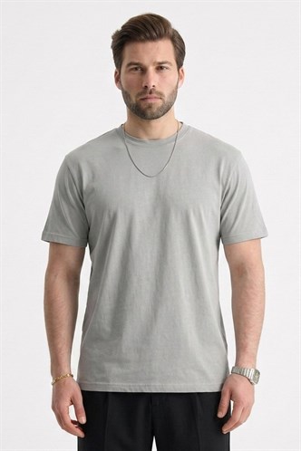 Boyalı Gri Regular Fit Basic Erkek Tişört 6131