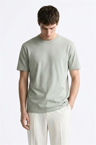 Çağla Yeşili Regular Fit Basic Erkek Tişört 6131