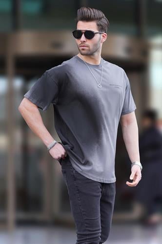 Füme Baskılı Bisiklet Yaka Erkek Tişört 7028