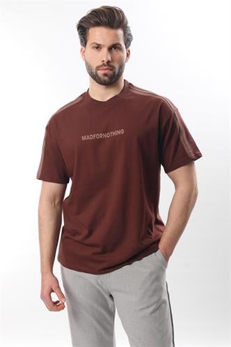 Acı Kahve Bisiklet Yaka Baskılı Erkek T-shirt E7110