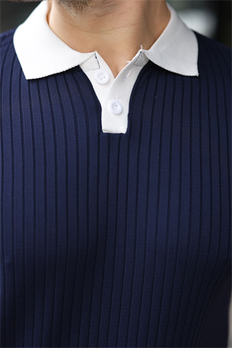 Lacivert Polo Yaka Triko Erkek Tişört E7471