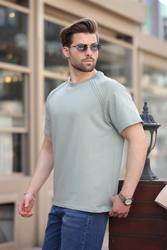 Mint Yeşili Bisiklet Yaka Basic Erkek T-shirt E7138