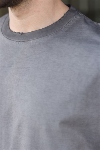 Siyah %100 Pamuklu Bisiklet Yaka Oversize Erkek Tişört E7177