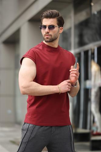 Bordo Yarım Kol Erkek Basic Tişört E7136
