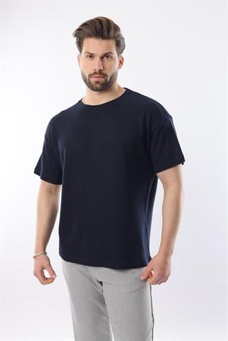 Lacivert Bisiklet Yaka Erkek T-shirt E7128