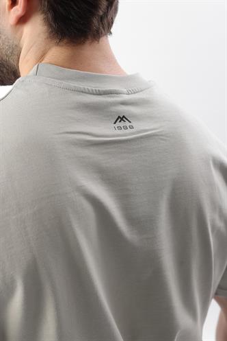 Boyalı Gri Baskılı Nakış Detaylı Erkek T-shirt E7108