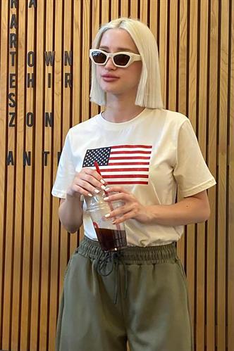 Lacivert Bisiklet Yaka Pamuklu Kısa Kollu Kadın T-Shirt MG2150