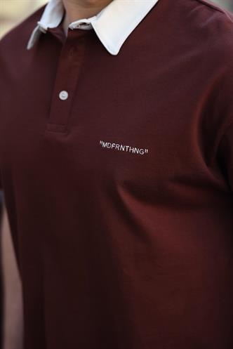 Madmext Acı Kahve Düğmeli Polo Yaka Erkek T-shirt E7119