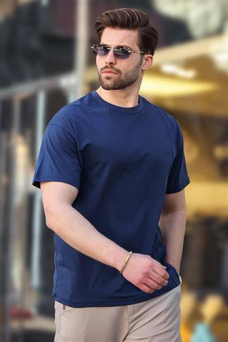Madmext Lacivert OverFit Erkek T-shirt E7130