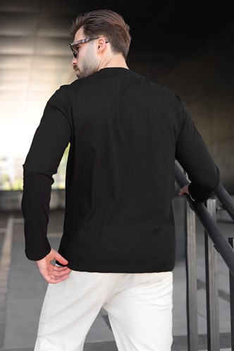 Siyah %100 Pamuklu Slim Fit Erkek Tişört E7187